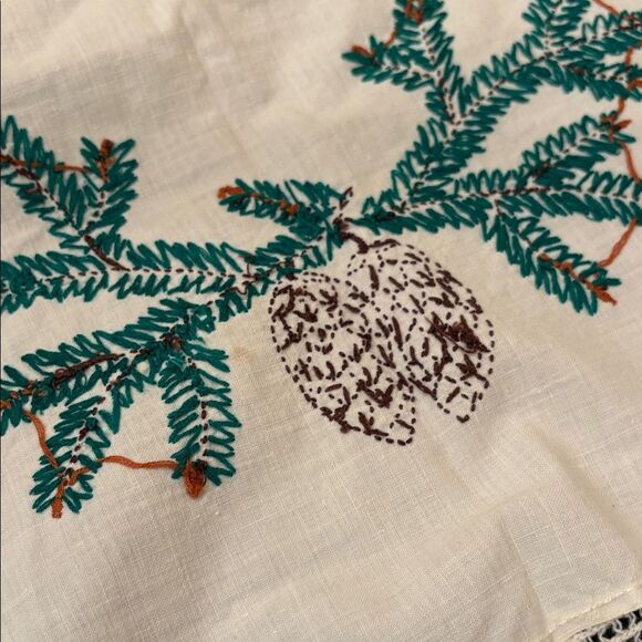 Festive Tablecloth with Pine cones and Candle Design 30” x 32” - Picture 8 of 8